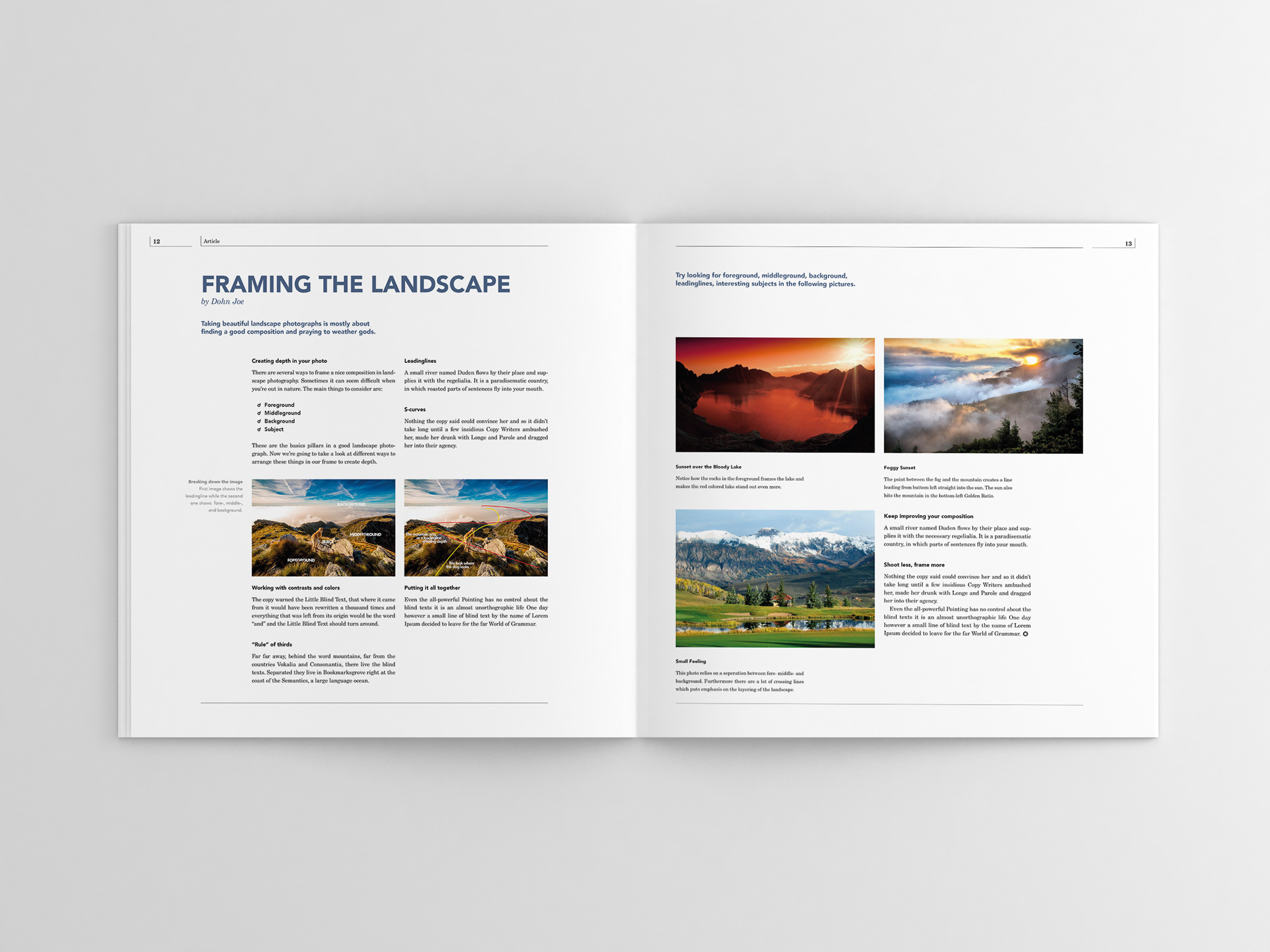 Digital Photographer landscape photography guide with composition diagrams and example photographs