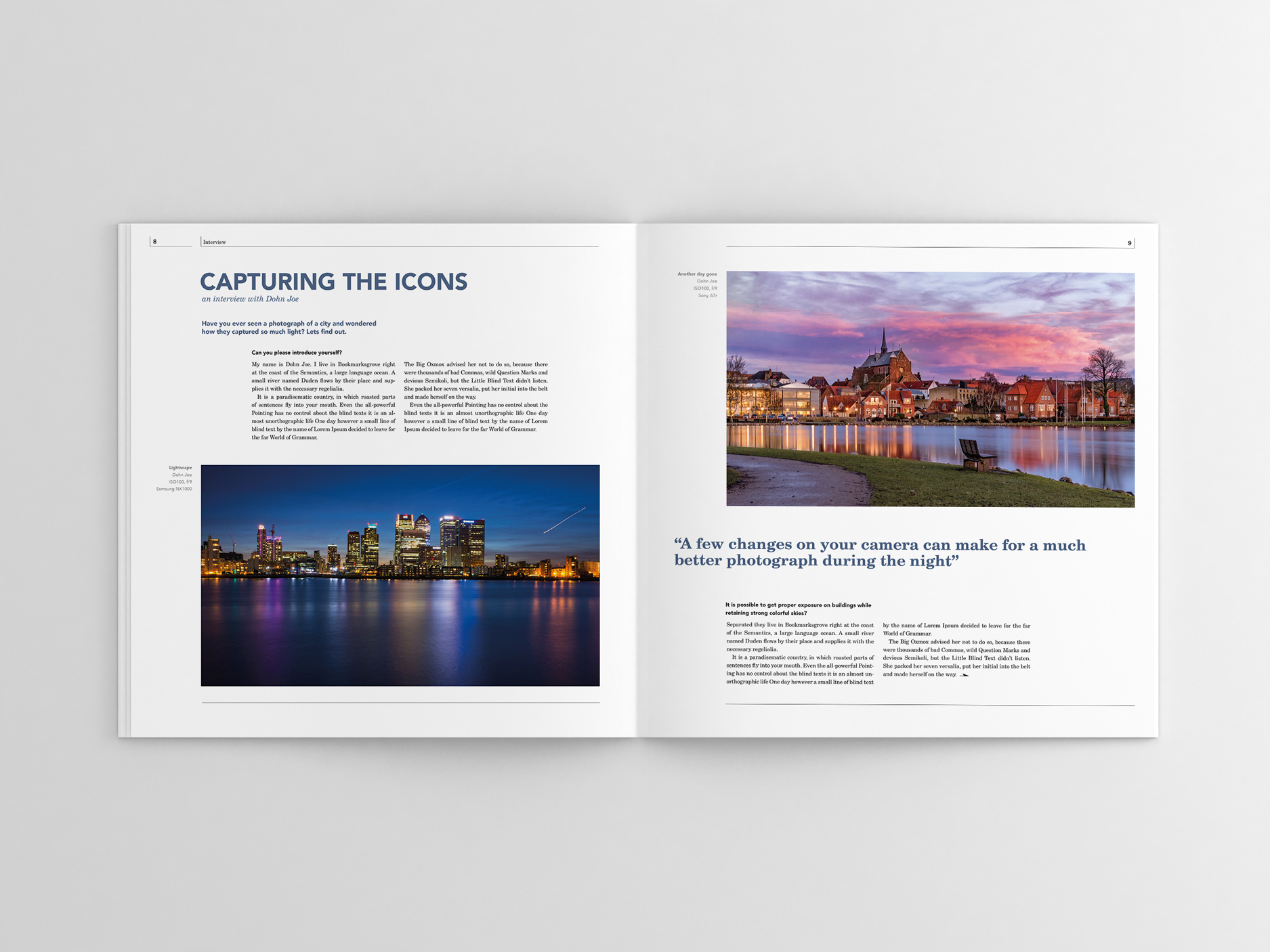 Digital Photographer interview spread with city photography and an article titled Capturing the Icons