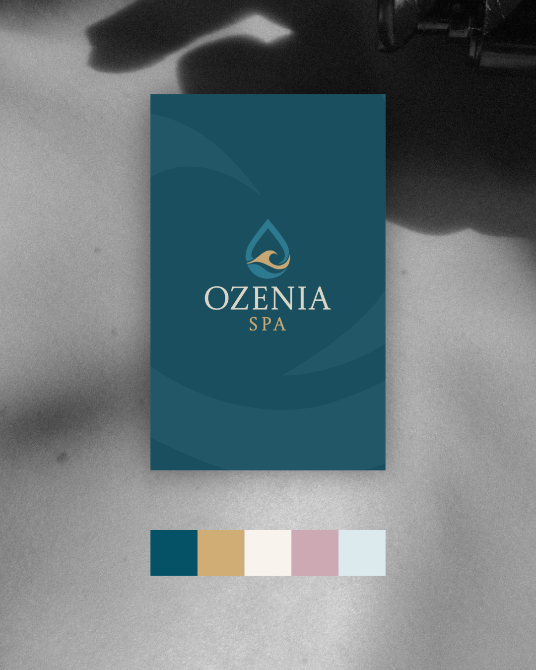 Ozenia Spa identity, logo, and colour palette